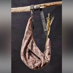 Free People We The Free Sparta Sling Bag Crossbody Acid Rose Gray Metallic